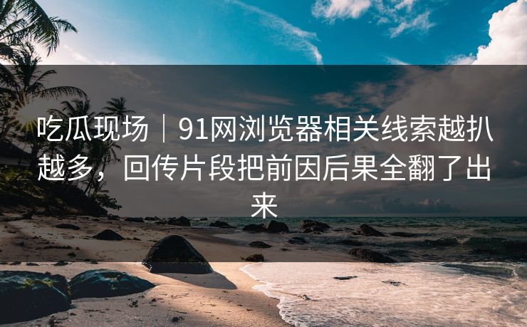 吃瓜现场|91网浏览器相关线索越扒越多,回传片段把前因后果全翻了出来