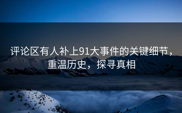 评论区有人补上91大事件的关键细节,重温历史,探寻真相